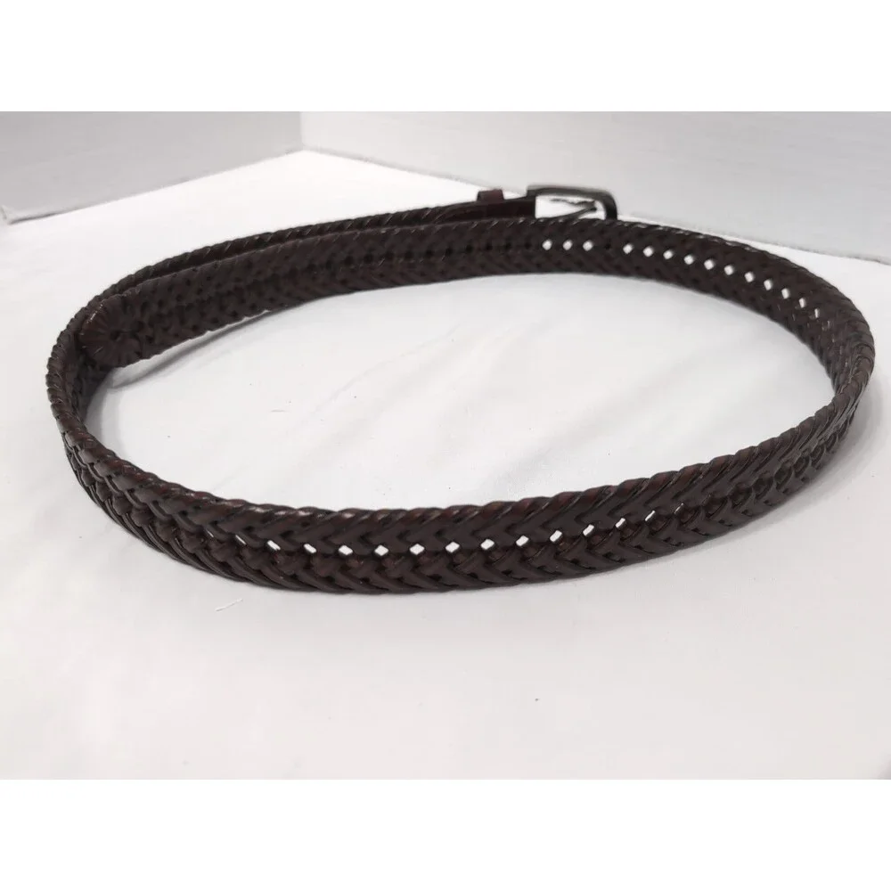 Goodfellow BELT MENS BRAIDED WEBBED  LEATHER Brown SZ 40